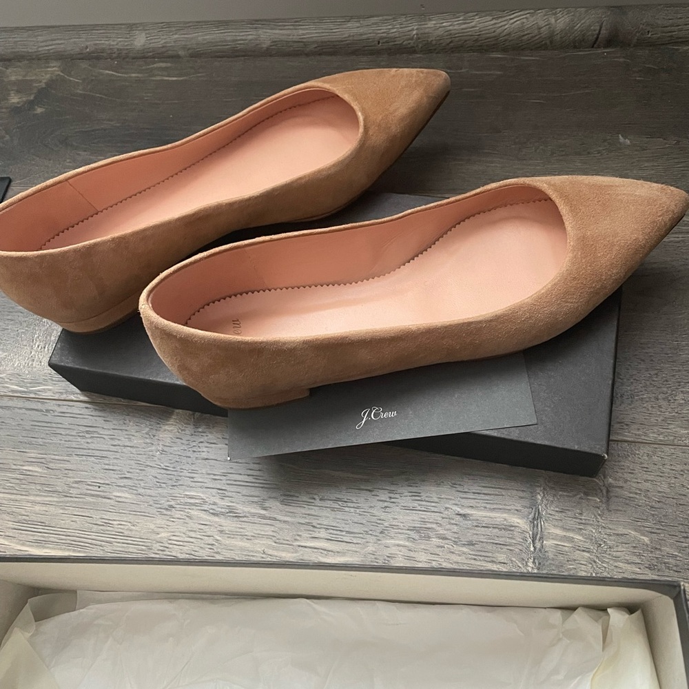 J.Crew Pointed-Toe Flats in Suede